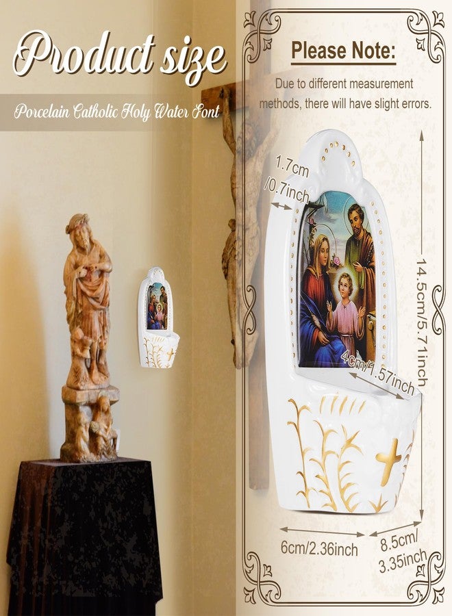 Willinglong 2 Pcs Porcelain Catholic Holy Water Font Ceramic Sacred Heart of Holy Water Fonts Wall Hanging Container for Home Church Entrance Decor First Communion Confirmation Gift (Virgin Mary) - Image 2